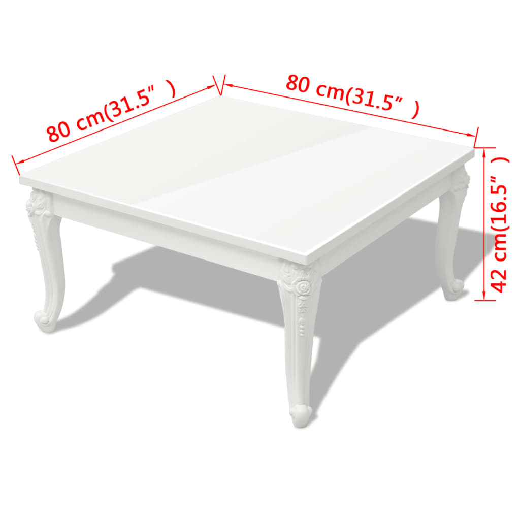 Coffee Table 80x80x42 cm High Gloss White - Elegant and Versatile