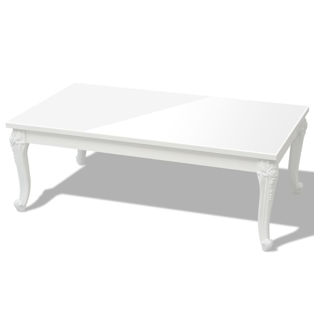 Coffee Table 115x65x42 cm High Gloss White - Classic Design