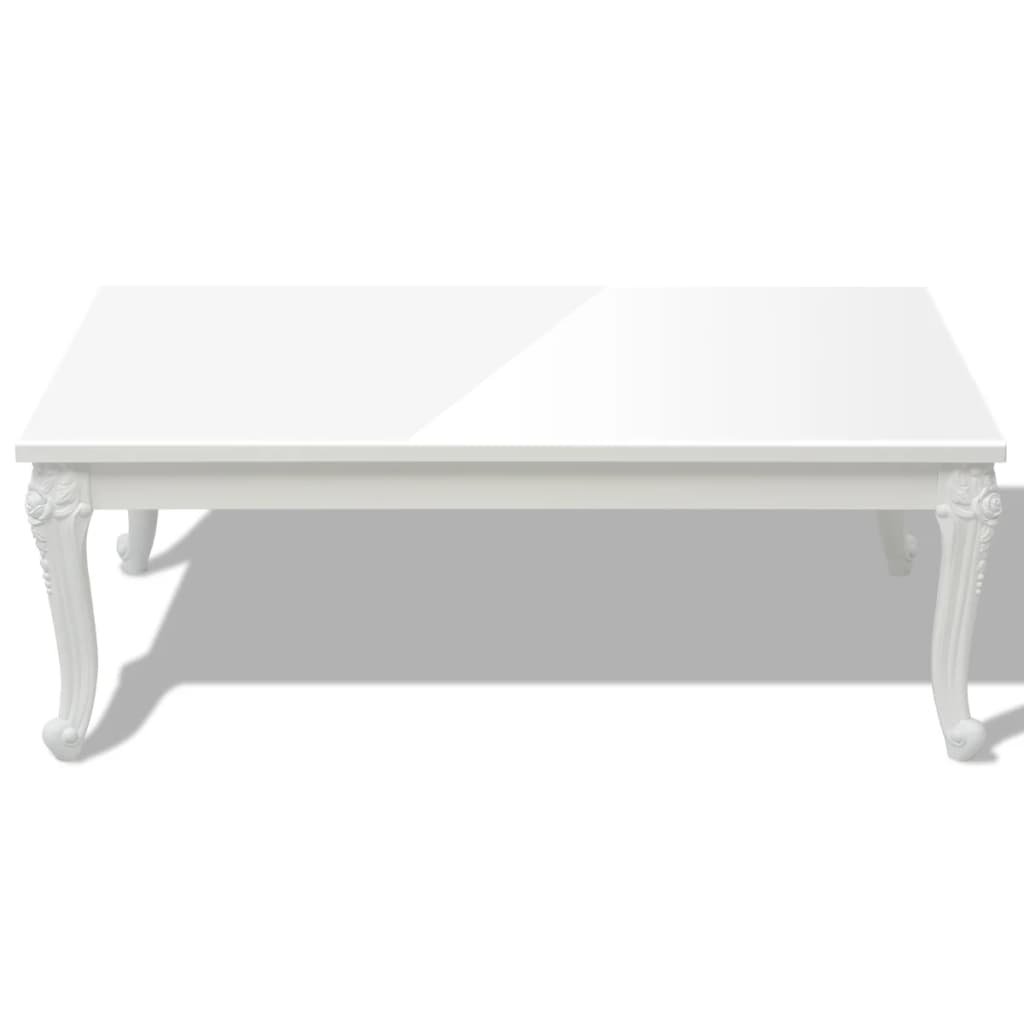 Coffee Table 115x65x42 cm High Gloss White - Classic Design