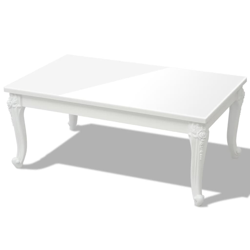 Coffee Table 100x60x42 cm High Gloss White - Classic Design, Easy to Clean, Durable