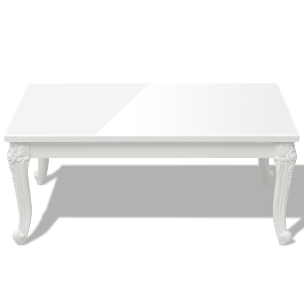 Coffee Table 100x60x42 cm High Gloss White - Classic Design, Easy to Clean, Durable