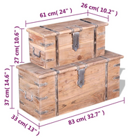 Two Piece Storage Chest Set Acacia Wood - Ample Storage Space, Handmade Solid Wood, Unique Design