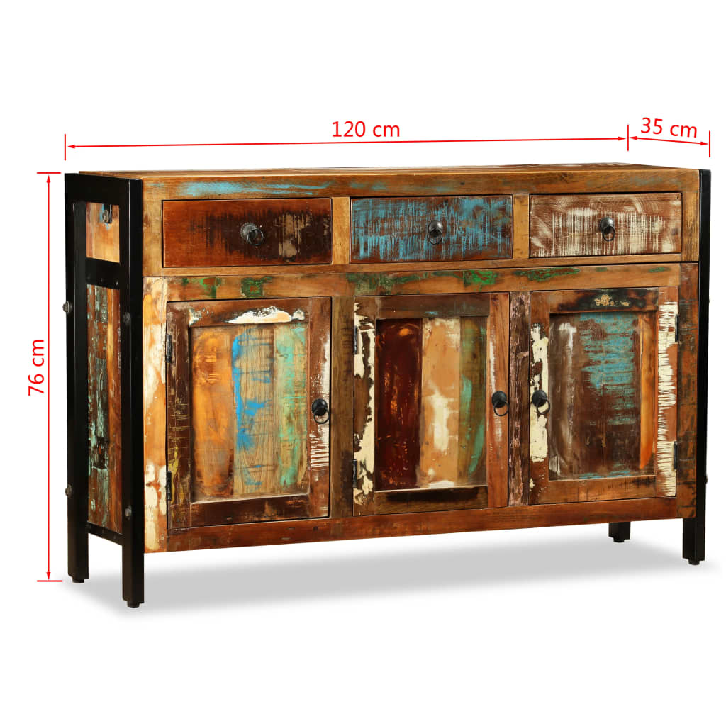 Sideboard Solid Reclaimed Wood 120x35x76 cm - Ample Storage Space | Antique-style | Handmade