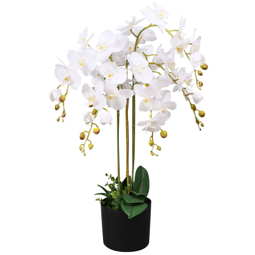 Artificial Orchid Plant with Pot 75 cm White - Lifelike and Durable