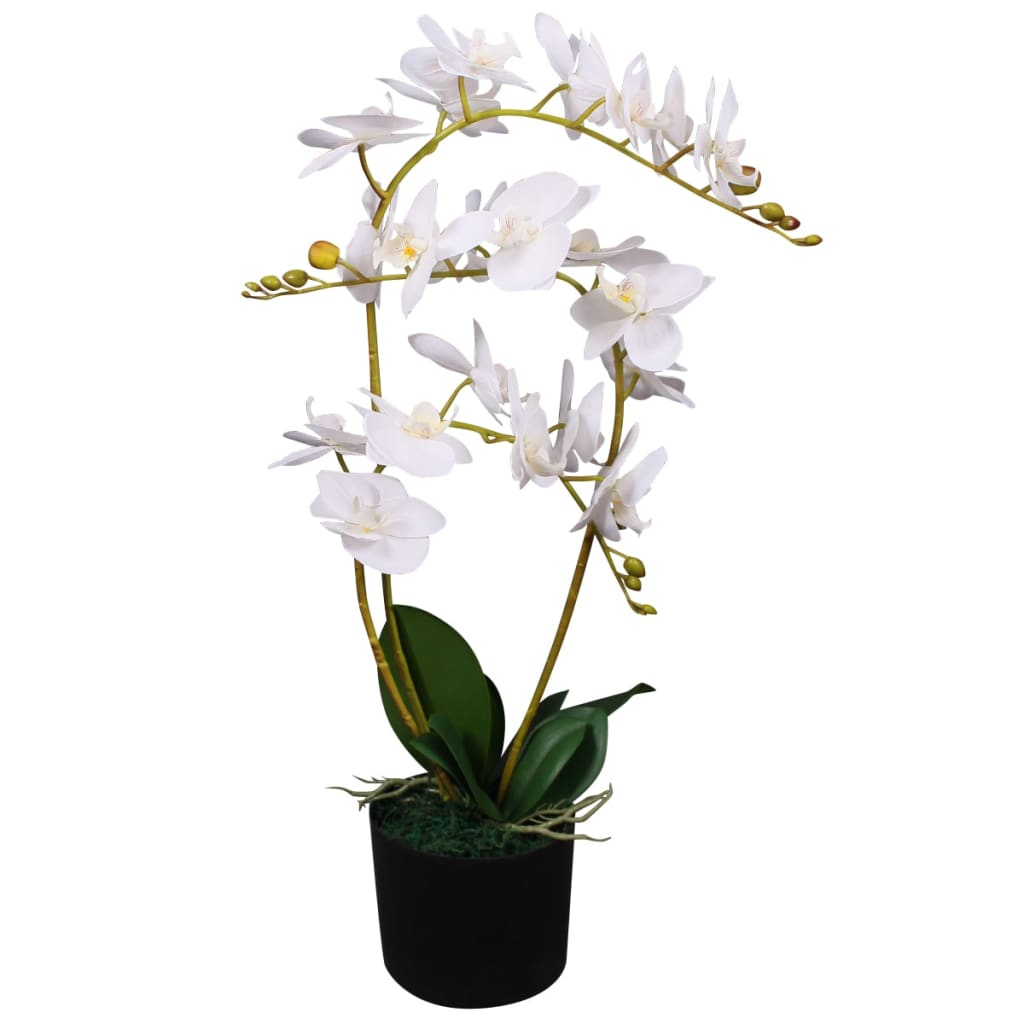 Artificial Orchid Plant with Pot 65 cm White - Lifelike Décor for Home and Office