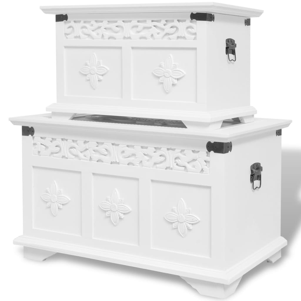 Two Piece Storage Chest Set White - Elegant and Spacious Storage Solution