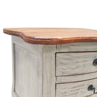 Bedside Cabinet Solid Reclaimed Wood - Vintage Style Nightstand with 3 Drawers