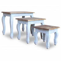 Nesting Table Set 3 Pieces Solid Reclaimed Wood - Vintage Style Side Tables