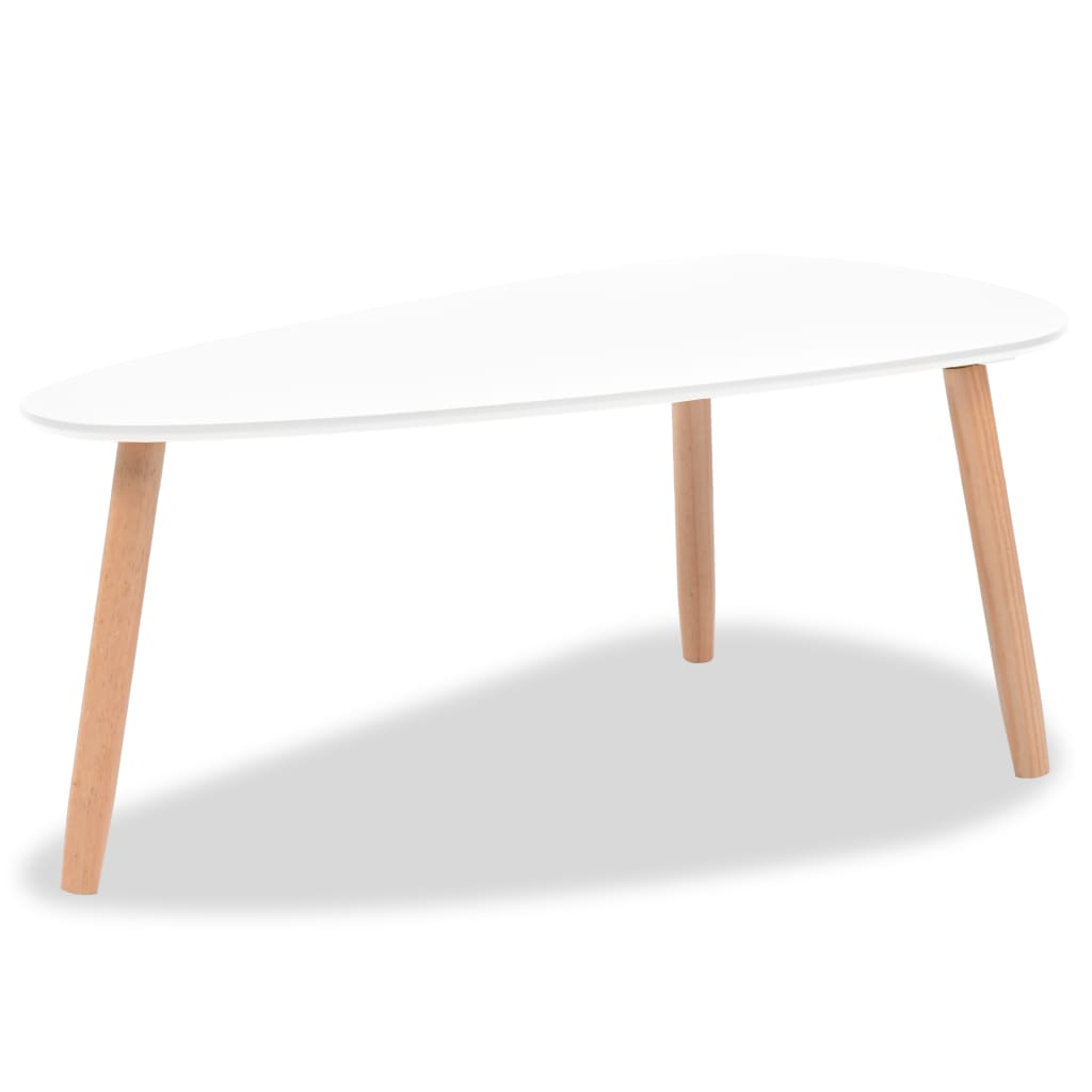 Coffee Table Set - Solid Pinewood, White, 2 Pieces