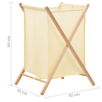 vidaXL Laundry Basket Cedar Wood and Fabric Beige 42x41x64 cm