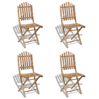 Foldable Outdoor Chairs Bamboo 4 pcs - Weather-resistant & Durable