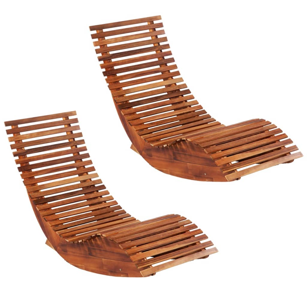 Rocking Sun Loungers 2 pcs Acacia Wood - Outdoor Furniture