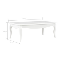 Coffee Table White - Solid Pine Wood | 110x60x40 cm