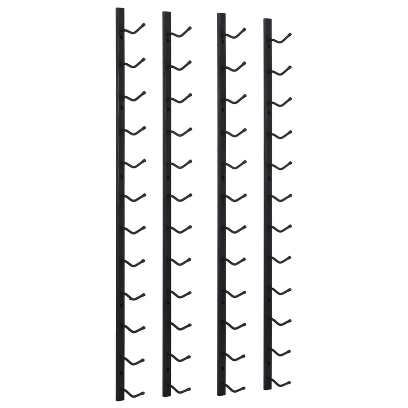 Wall Mounted Wine Racks for 12 Bottles - Set of 2 - Black Iron