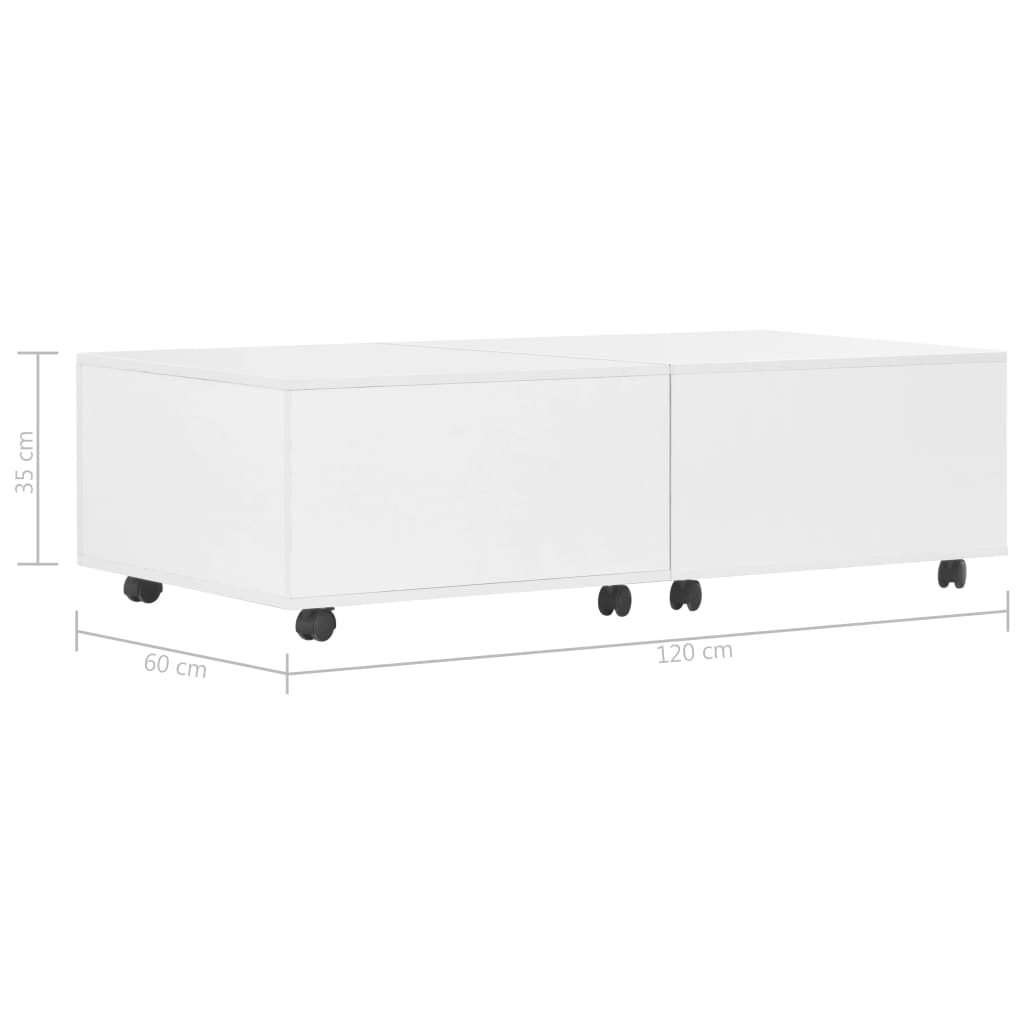 Coffee Table High Gloss White 120x60x35 cm - Elegant Design, Ample Space, Extendable