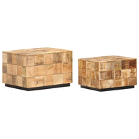 Coffee Tables 2 pcs with Block Design Rough Mango Wood - Elegant and Versatile Home Decor