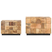 Coffee Tables 2 pcs with Block Design Rough Mango Wood - Elegant and Versatile Home Decor