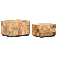 Coffee Tables 2 pcs with Block Design Rough Mango Wood - Elegant and Versatile Home Decor