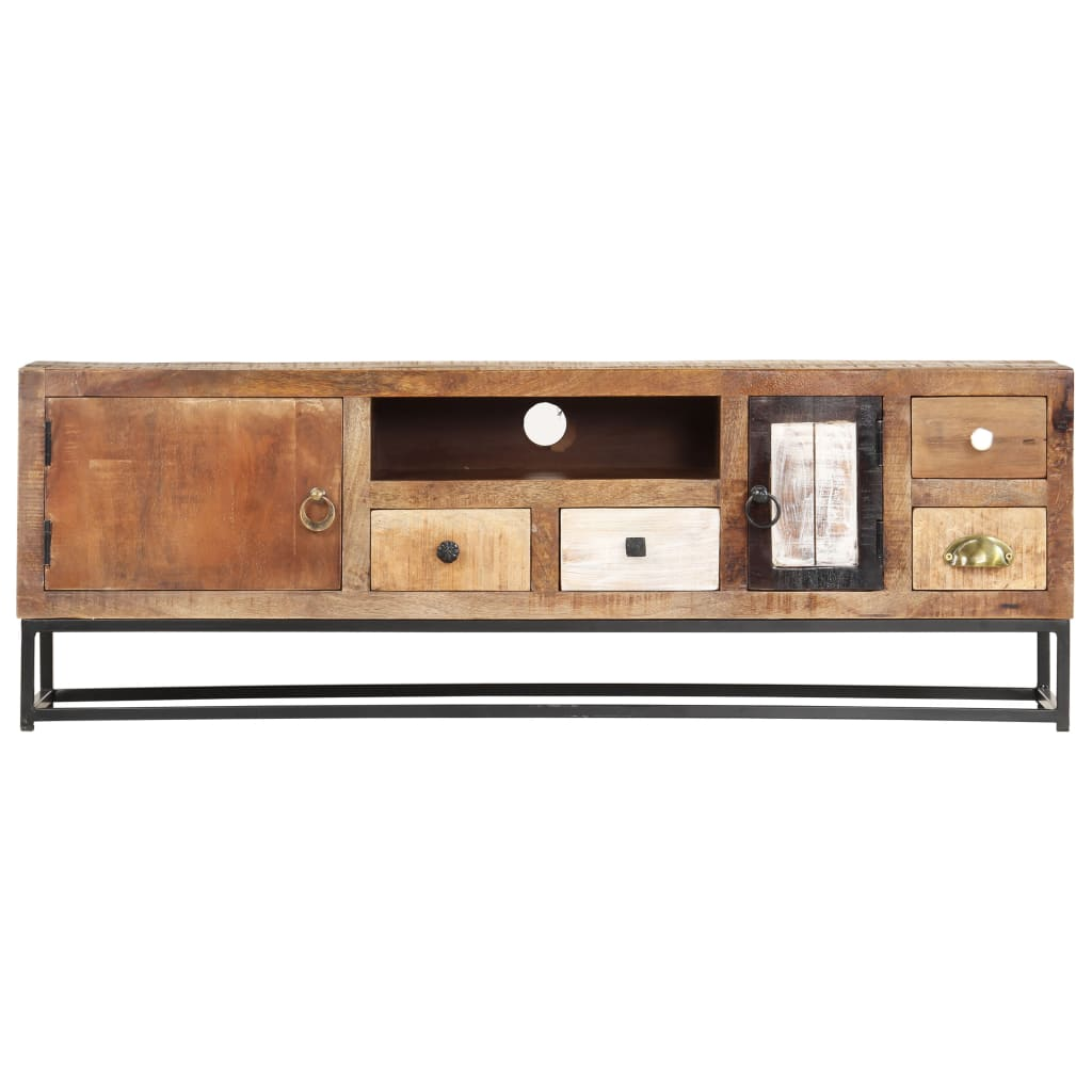 TV Cabinet 120x30x40 cm - Solid Reclaimed Wood, Industrial Style