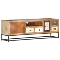 TV Cabinet 120x30x40 cm - Solid Reclaimed Wood, Industrial Style