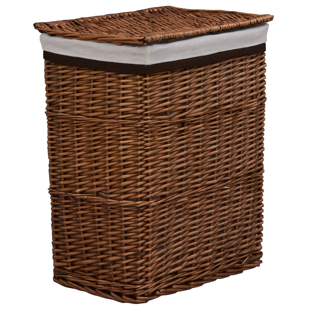 vidaXL Laundry Basket Brown Willow - Sturdy and Rustic Design