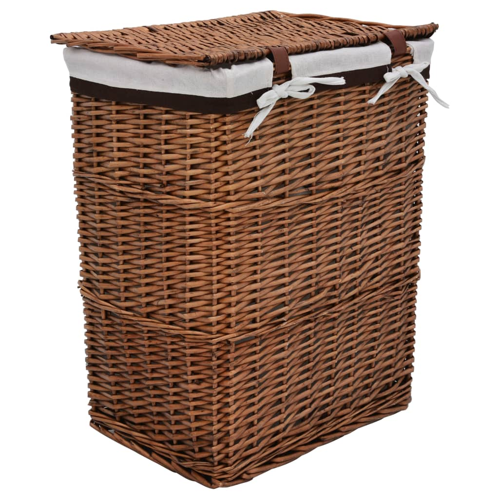 vidaXL Laundry Basket Brown Willow - Sturdy and Rustic Design