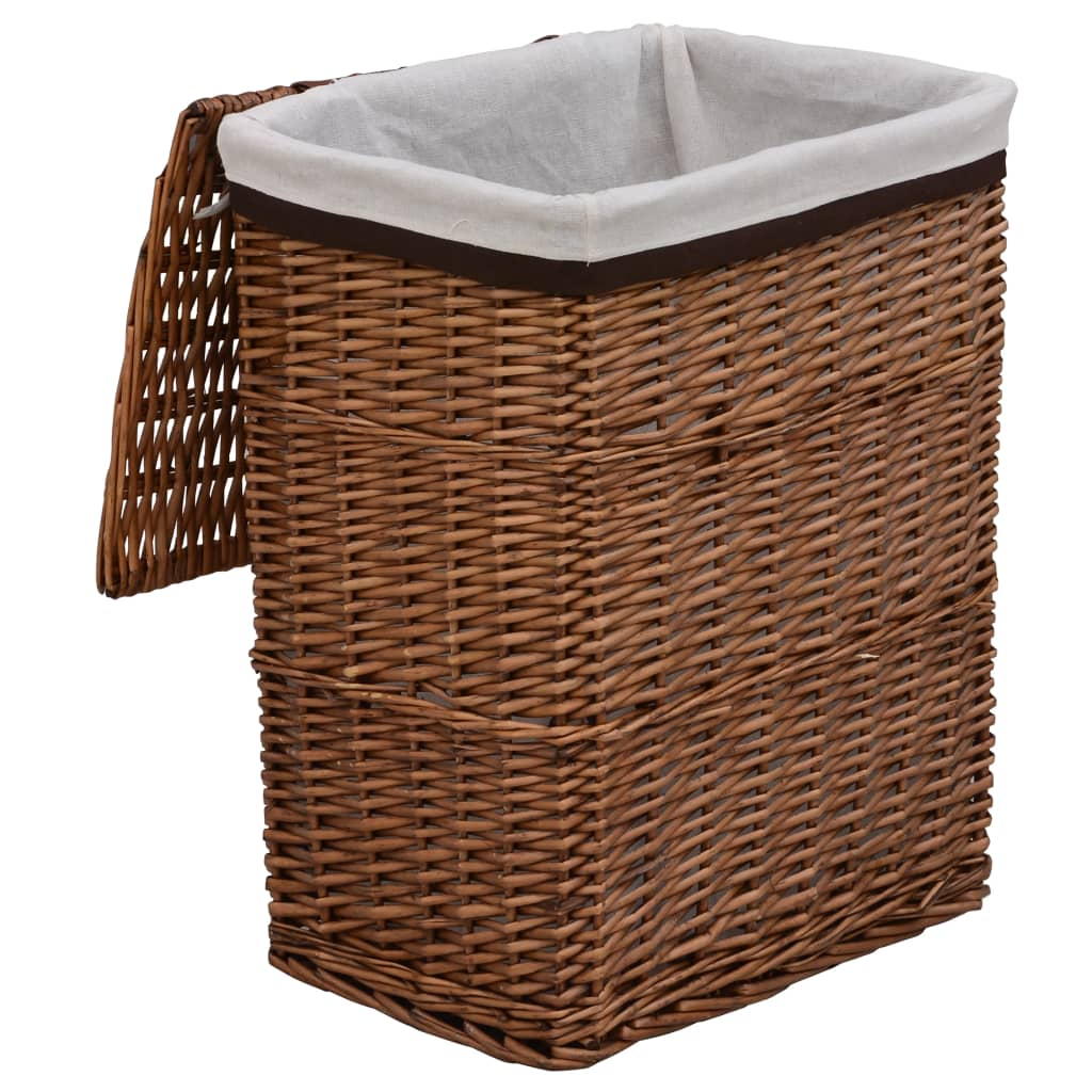 vidaXL Laundry Basket Brown Willow - Sturdy and Rustic Design