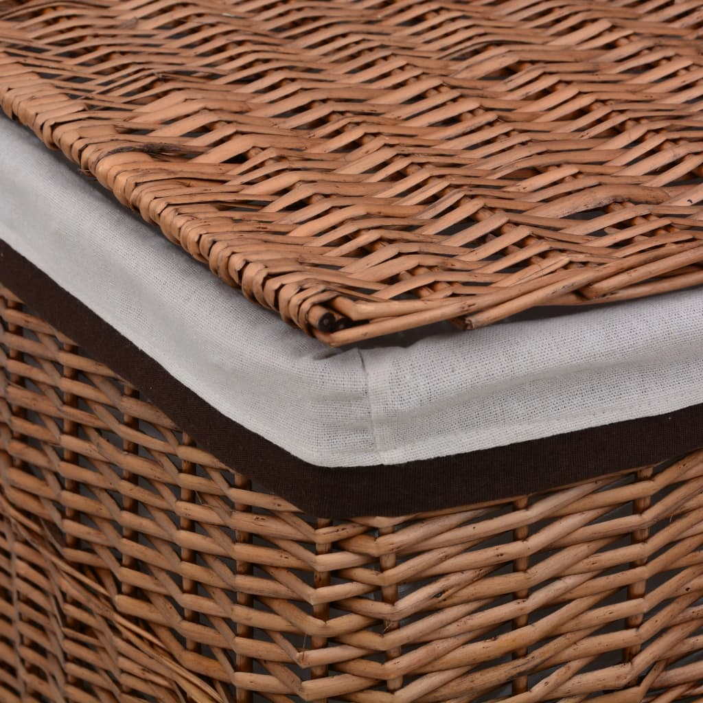 vidaXL Laundry Basket Brown Willow - Sturdy and Rustic Design