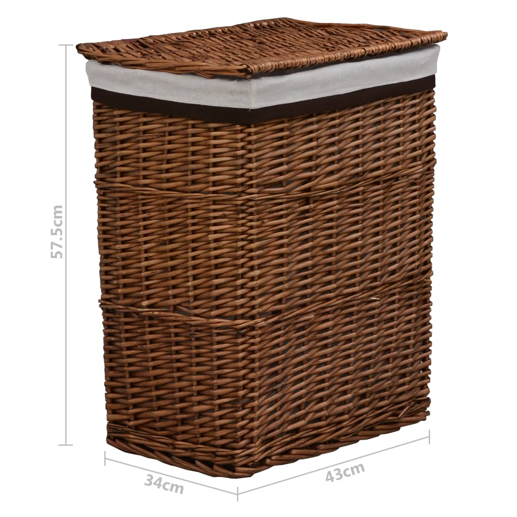 vidaXL Laundry Basket Brown Willow - Sturdy and Rustic Design