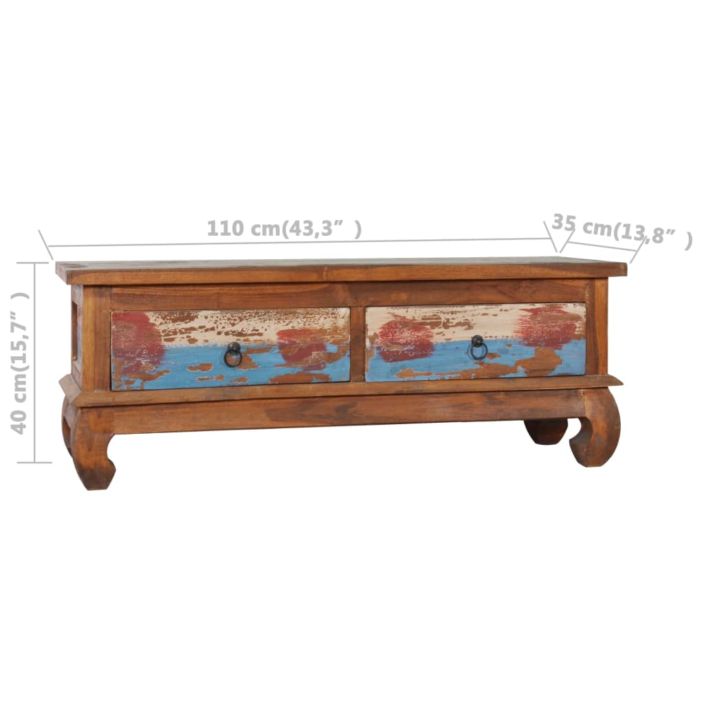 TV Cabinet 110x35x40 cm - Reclaimed Teak Wood, Colonial-Style, Vintage Design