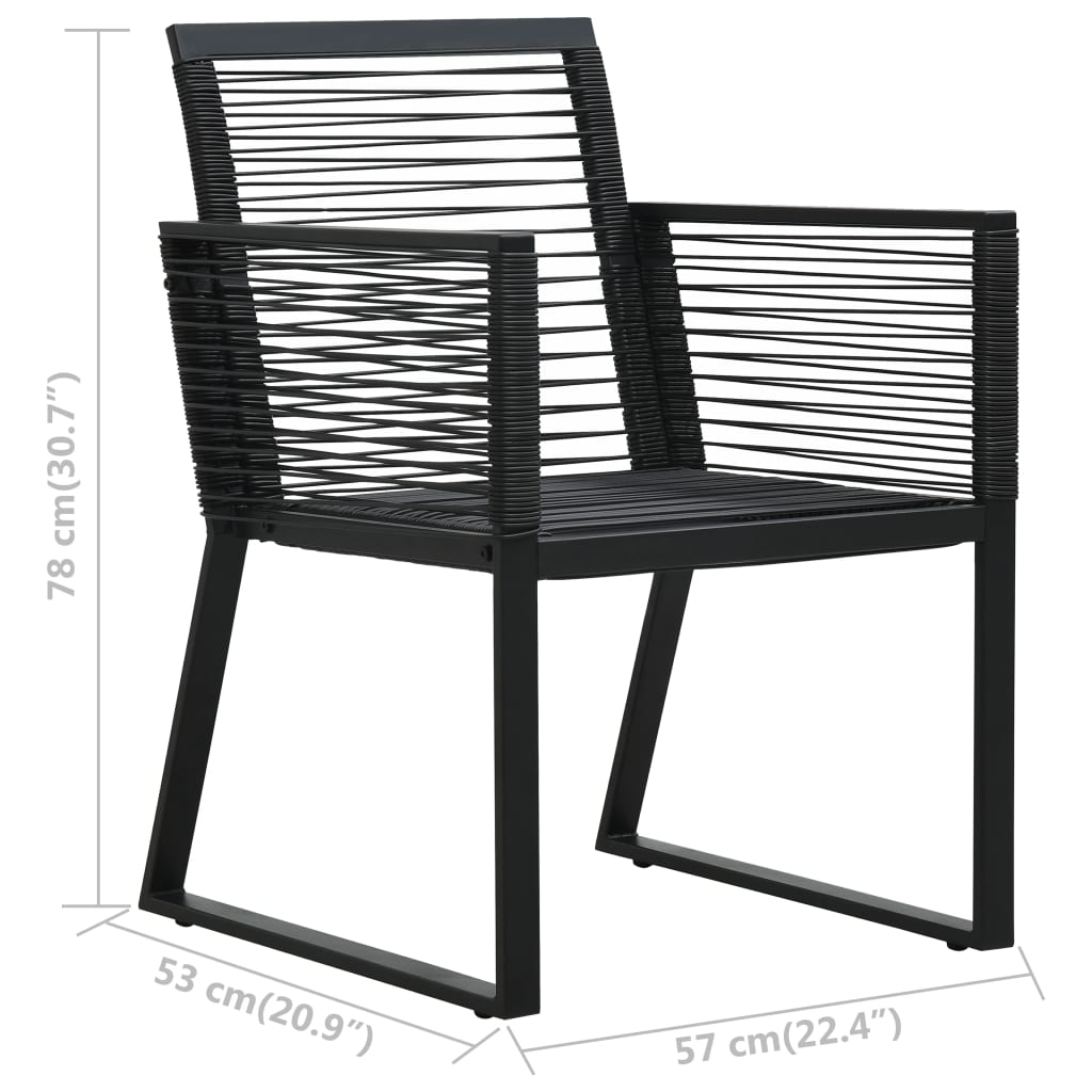 vidaXL 3 Piece Outdoor Dining Set PVC Rattan Black - Weather-Resistant Garden Furniture