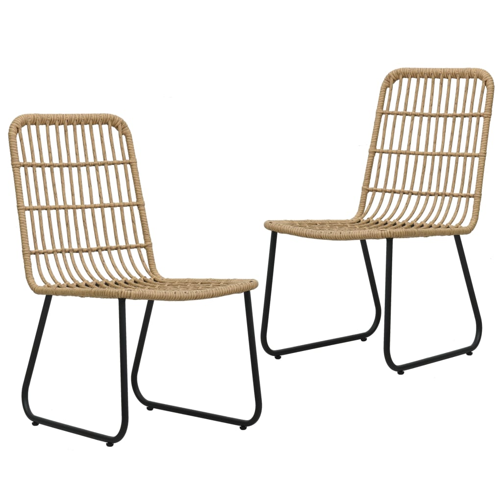 3 Piece Outdoor Dining Set Poly Rattan and Glass - Oak and Black