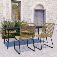 vidaXL 5 Piece Outdoor Dining Set Poly Rattan and Glass