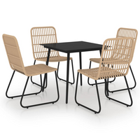 5 Piece Outdoor Dining Set Poly Rattan and Glass - Enhance Your Outdoor Experience