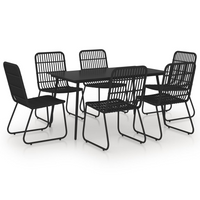 7 Piece Outdoor Dining Set Poly Rattan and Glass