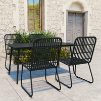 5 Piece Outdoor Dining Set Poly Rattan and Glass - Elegant and Weather-Resistant