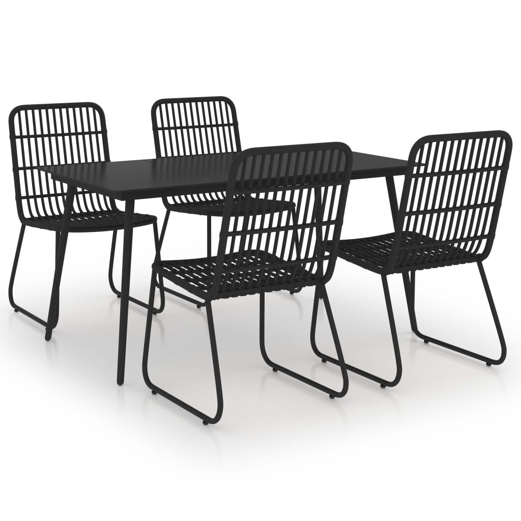 5 Piece Outdoor Dining Set Poly Rattan and Glass - Elegant and Weather-Resistant