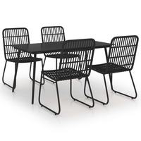 5 Piece Outdoor Dining Set Poly Rattan and Glass - Elegant and Weather-Resistant