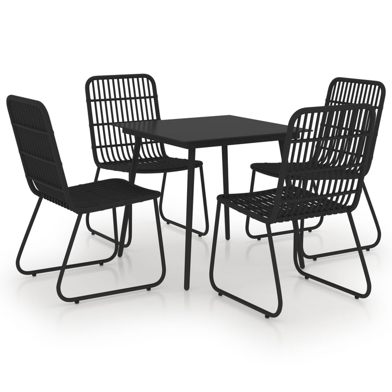 5 Piece Outdoor Dining Set Poly Rattan and Glass - Weather-Resistant, Sturdy, and Easy to Clean