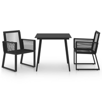 3 Piece Outdoor Dining Set PVC Rattan Black - Stylish and Durable