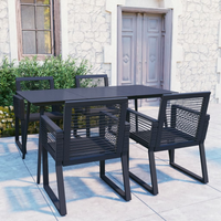 5 Piece Outdoor Dining Set PVC Rattan Black