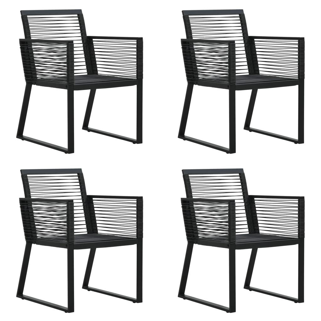 5 Piece Outdoor Dining Set PVC Rattan Black