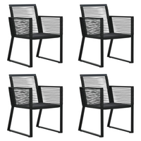 5 Piece Outdoor Dining Set PVC Rattan Black