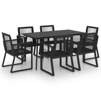 7 Piece Outdoor Dining Set PVC Rattan Black