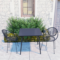 3 Piece Outdoor Dining Set PVC Rattan Black