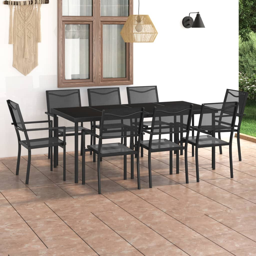 9 Piece Outdoor Dining Set Steel - Stylish and Durable