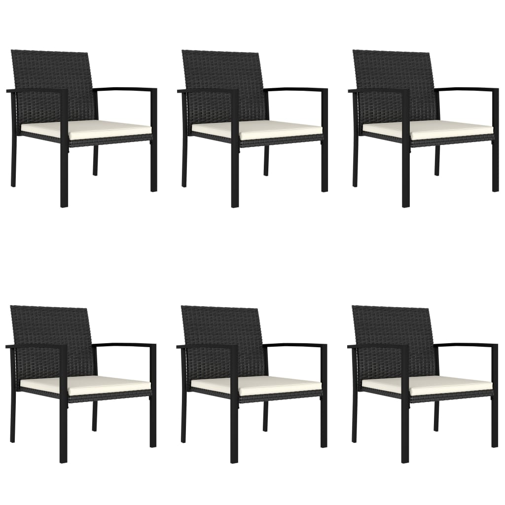 7 Piece Outdoor Dining Set Poly Rattan Black - Sturdy and Weather-Resistant