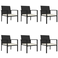 7 Piece Outdoor Dining Set Poly Rattan Black - Sturdy and Weather-Resistant