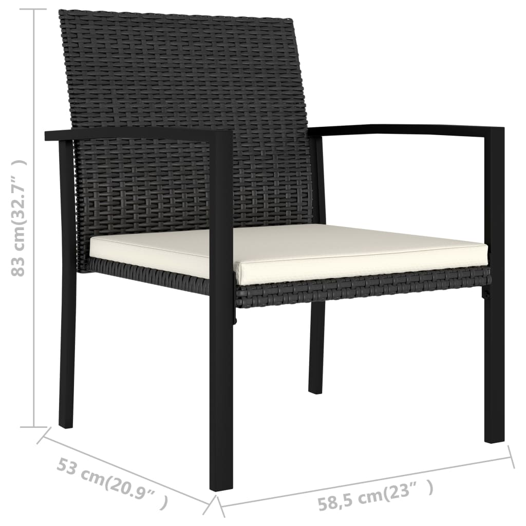 7 Piece Outdoor Dining Set Poly Rattan Black - Sturdy and Weather-Resistant