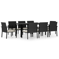 9 Piece Outdoor Dining Set Poly Rattan Black - Sturdy and Stylish